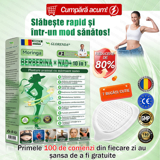 🎊Magazin Oficial | 🌿 GLORENDA® Moringa · Berberină × NAD+ Plasture Avansat Nano cu Microace 10 în 1 (Doar o dată pe zi, schimbări vizibile în 7 zile) ✅ Pentru obezitate, piele lăsată, diabet, apnee în somn, probleme articulare și multe altele